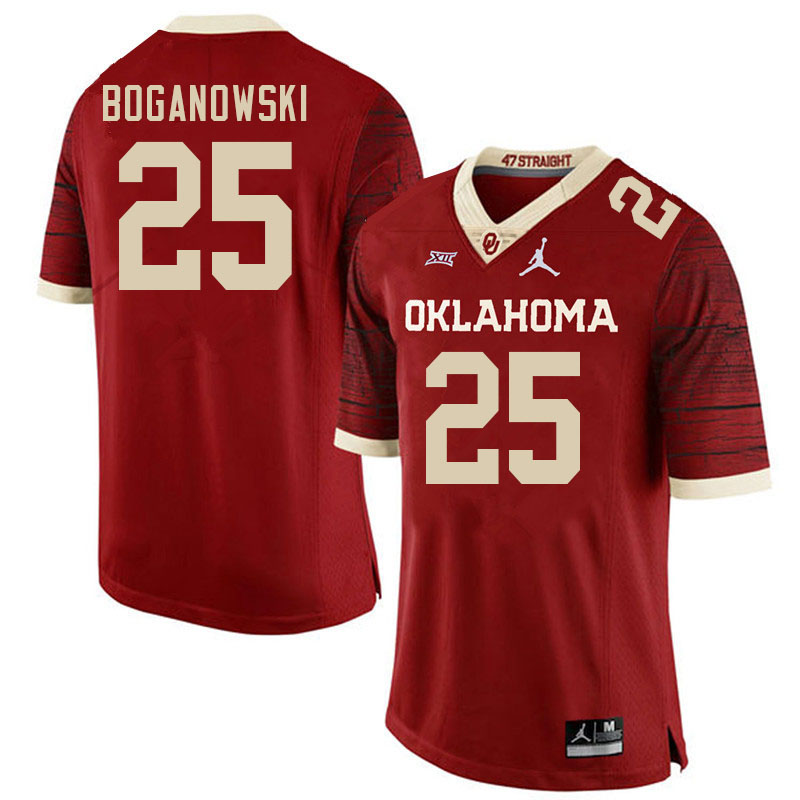 Men #25 Michael Boganowski Oklahoma Sooners College Football Jerseys Stitched-Retro